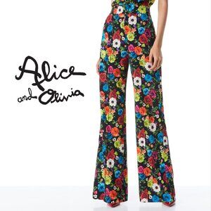 ALICE + OLIVIA Dylan High Waist Wide Leg Floral Dress Pant NWOT